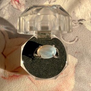 Fluorite stone hand crafted ring size 18UK and 8US silver hard crafted